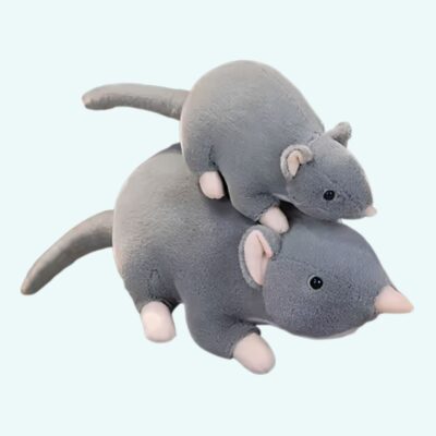 Gray Mouse Stuffed Animal with Long Tail
