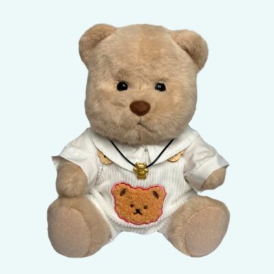 Nino – Handmade Articulated Teddy Bear in White Jumpsuit