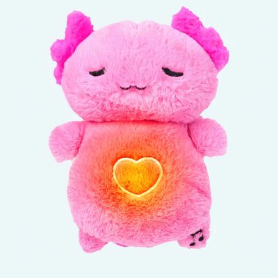 Pink Axolotl Breathing Night Light Plush with Built-In Lullabies